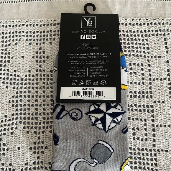 NEW with tags YoSox grey, red, navy, white & yellow socks men’s size 7-12 rare - Picture 6 of 9